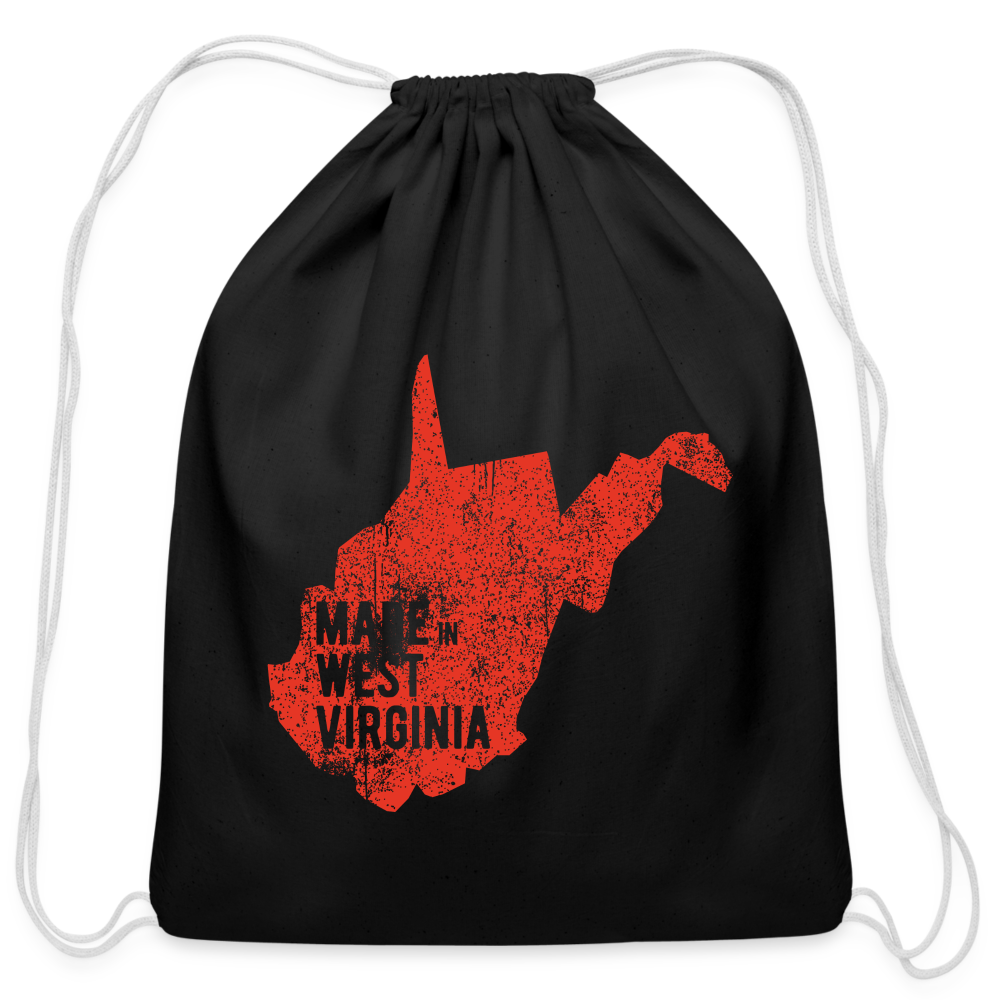 Made in WV Cotton Drawstring Bag - black
