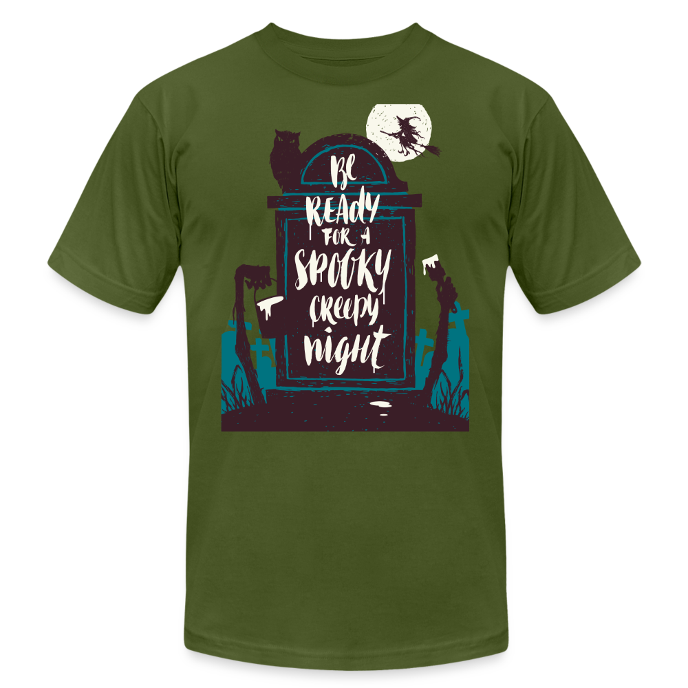 Halloween Spooky Unisex Jersey T-Shirt by Bella + Canvas - olive