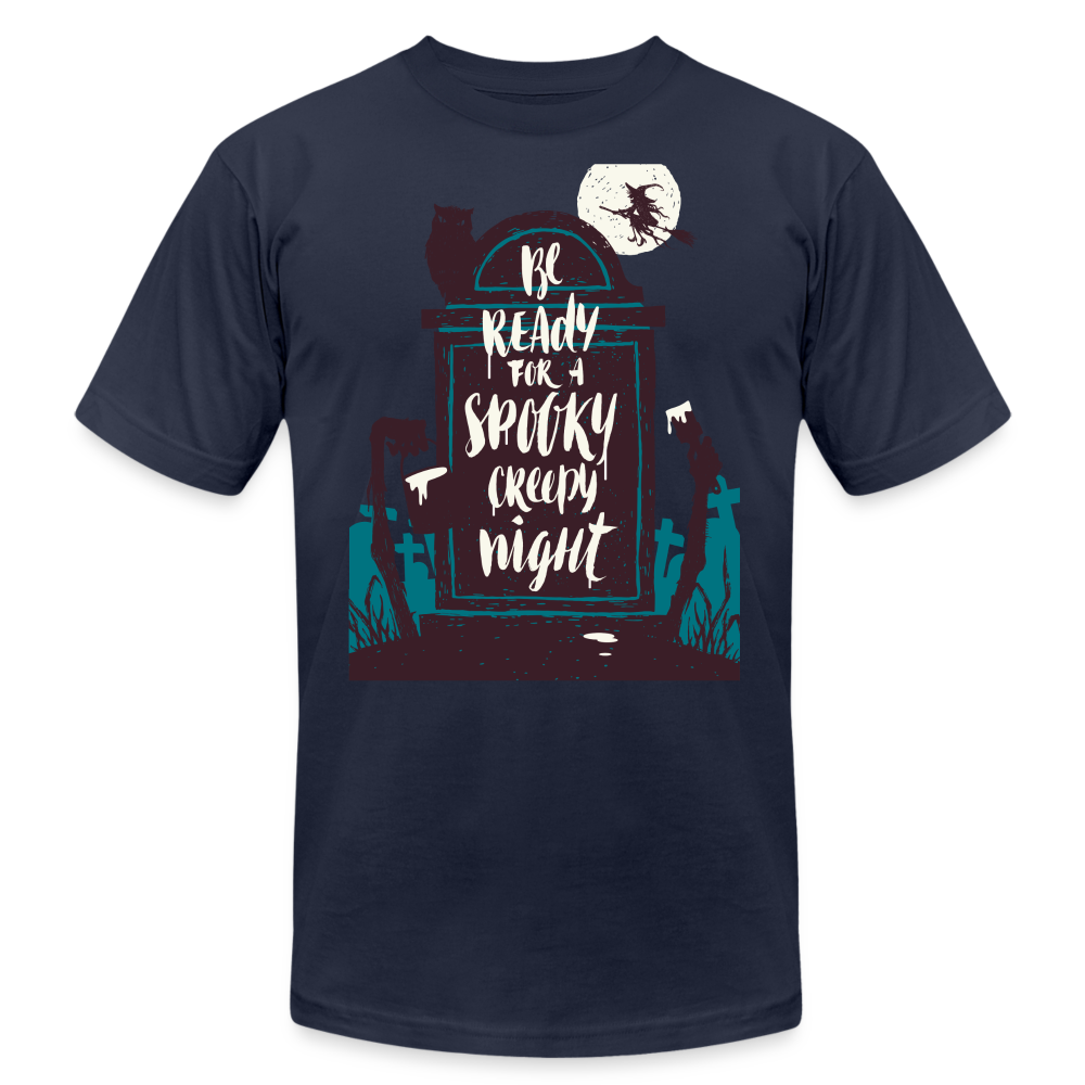 Halloween Spooky Unisex Jersey T-Shirt by Bella + Canvas - navy