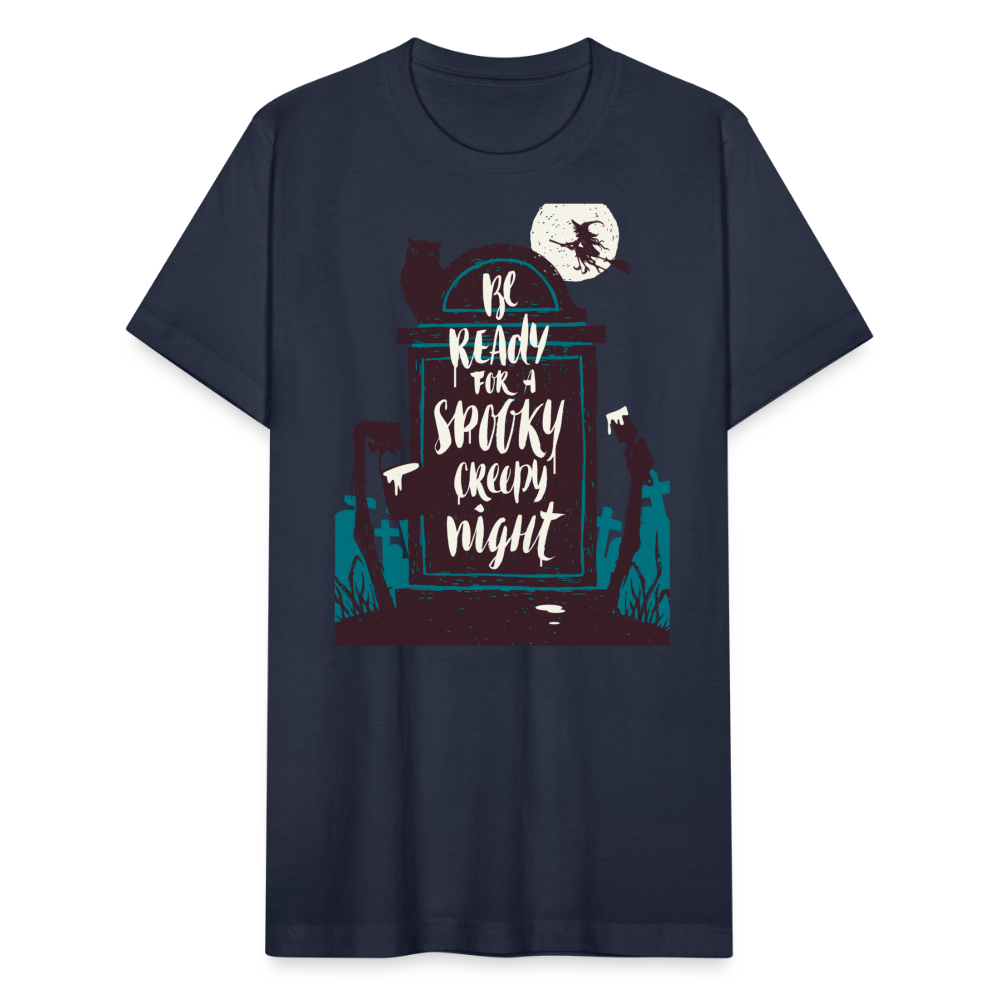 Halloween Spooky Unisex Jersey T-Shirt by Bella + Canvas - navy