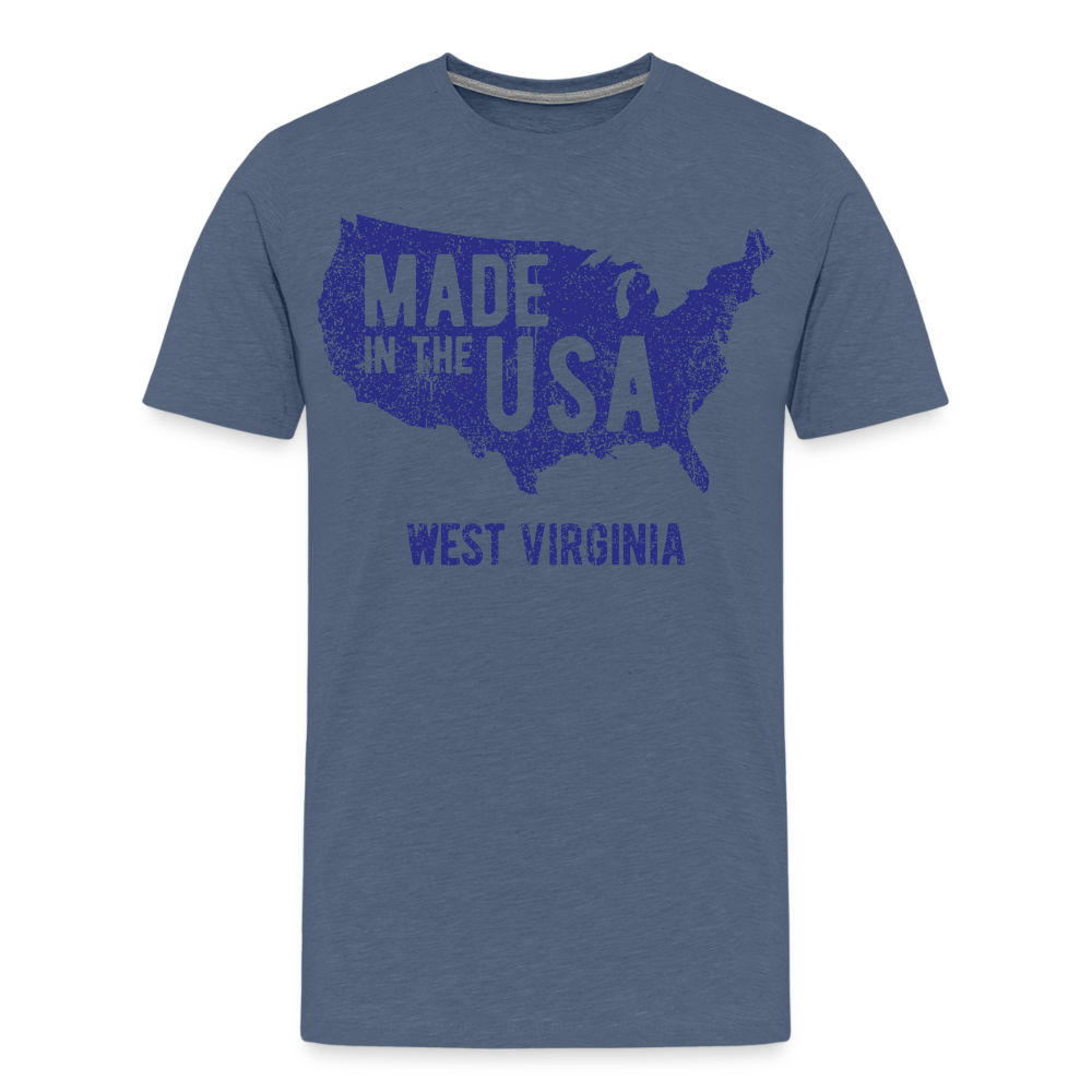Made in the USA WV Men's Premium T-Shirt - heather blue