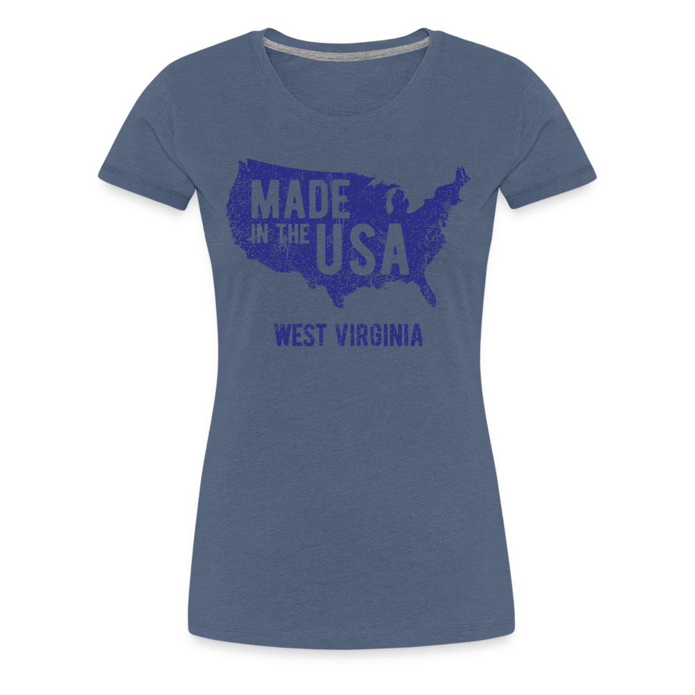 Made in the USA WV Women’s Premium T-Shirt - heather blue