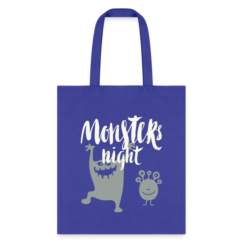 Monster Night Tote Bag - royal blue