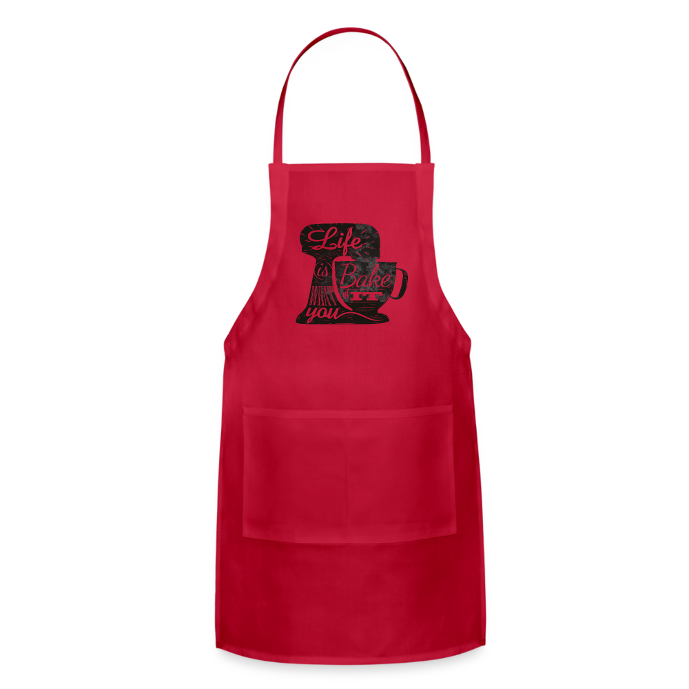 Life is what you Bake Adjustable Apron - red