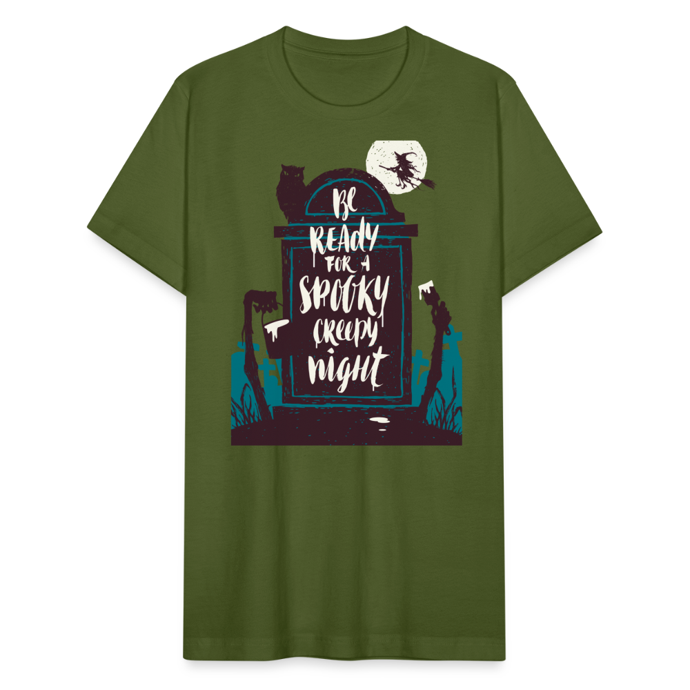 Halloween Spooky Unisex Jersey T-Shirt by Bella + Canvas - olive