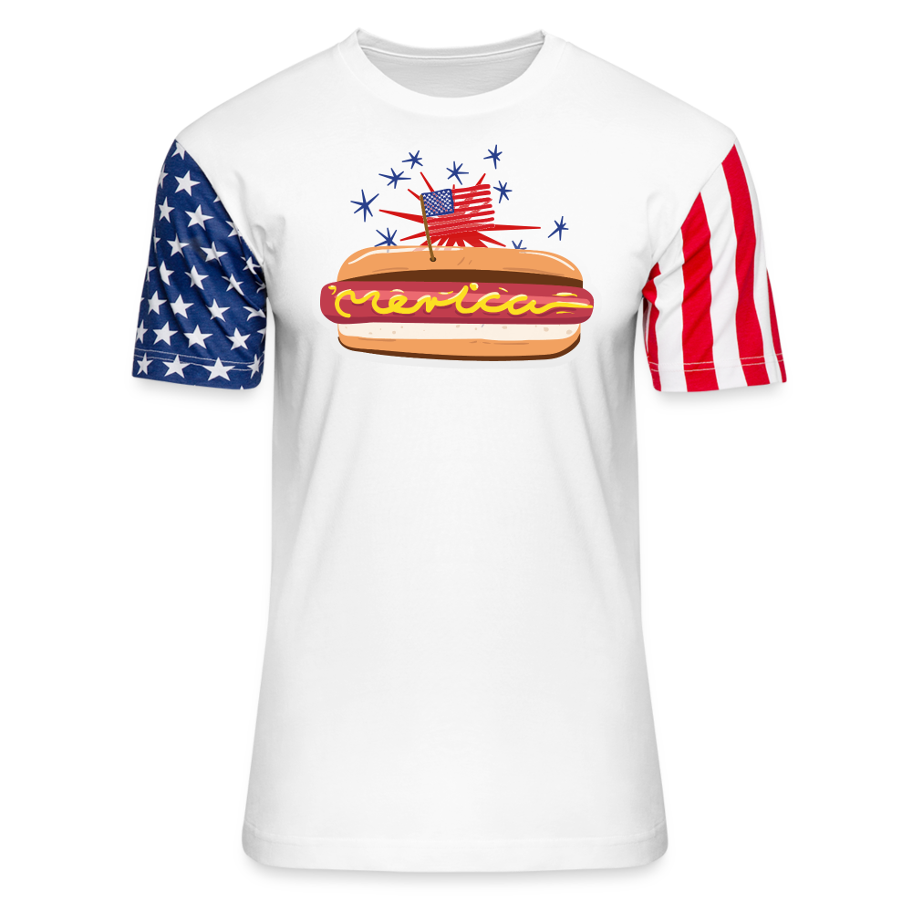 Fireworks and Hotdogs Adult Stars & Stripes T-Shirt - white