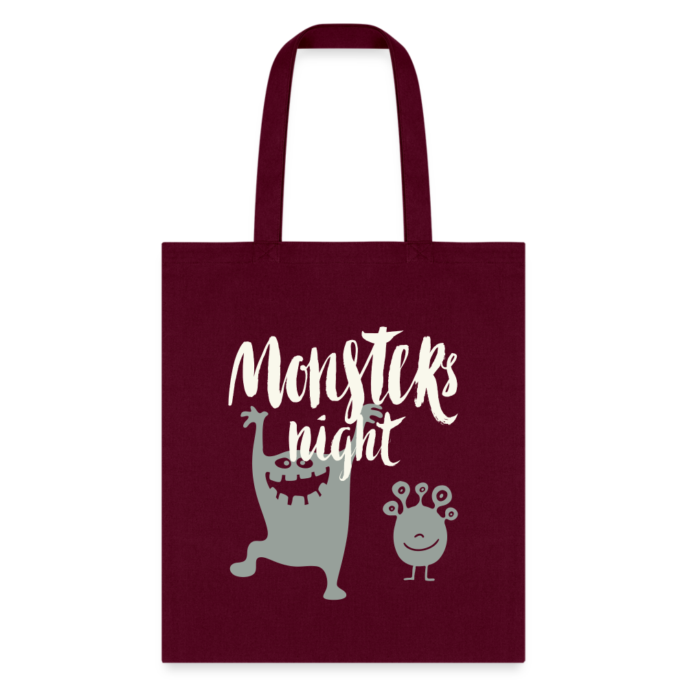 Monster Night Tote Bag - burgundy